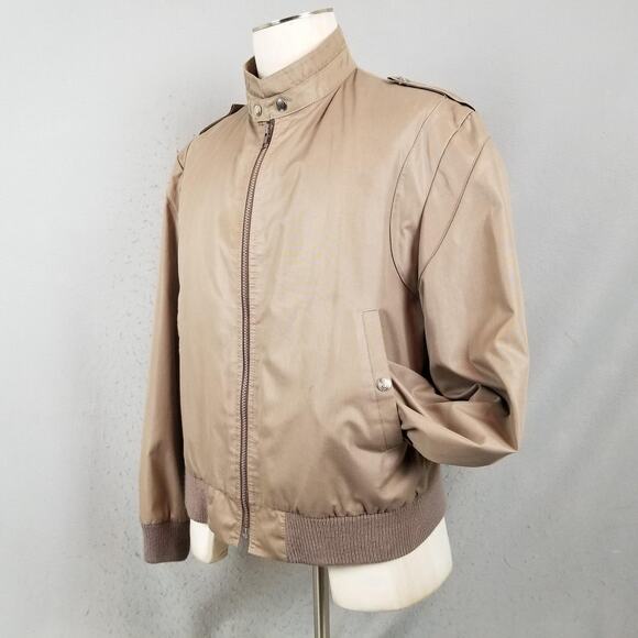Vintage London Fog Jacket Mens 42 Brown Bomber Outdoors Unlimited Epaulet 80s - Picture 8 of 15
